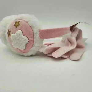 NWT Rainbow‎ Sugar Fashion Star Faux Fur Earmuffs & Stretch Pink Gloves One Size